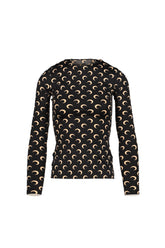 MOON PRINTED JERSEY LS CREWNECK TOP / INVERSE TAN