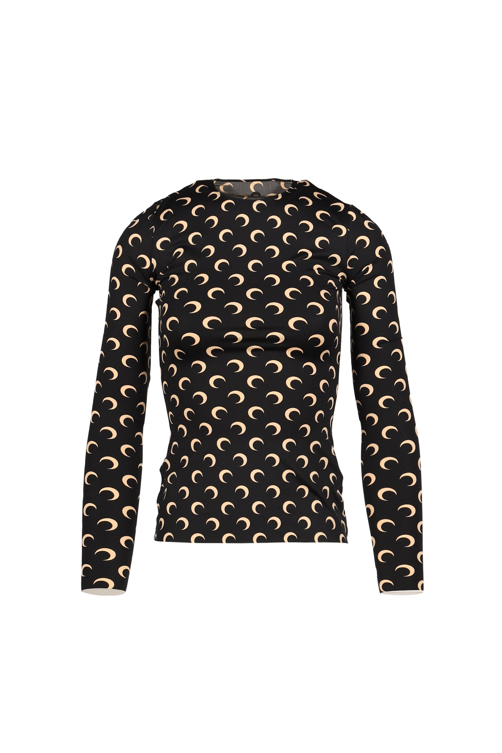 MOON PRINTED JERSEY LS CREWNECK TOP / INVERSE TAN