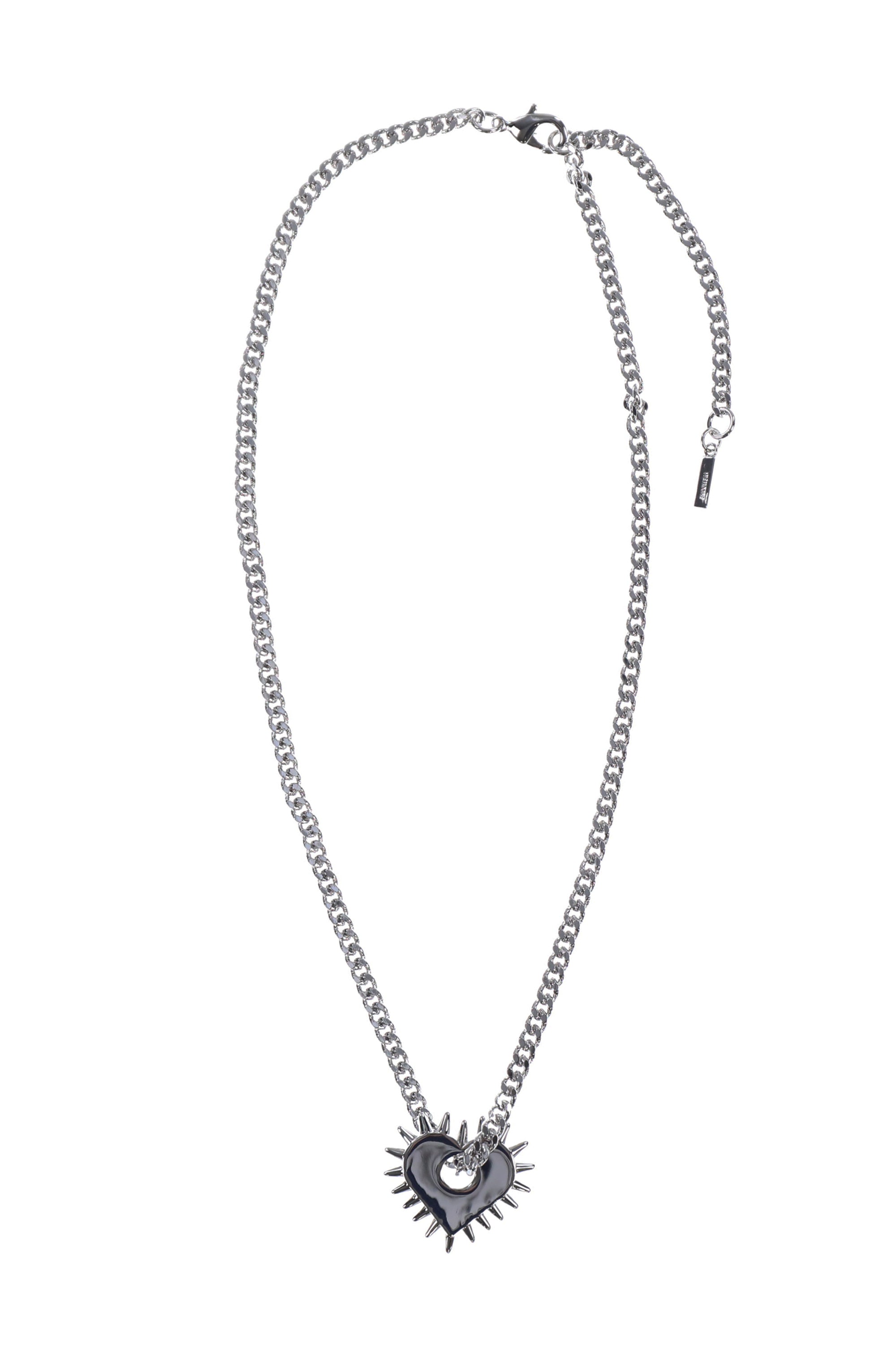 WE11DONE FW23 SPIKE HEART NECKLACE / SIL -NUBIAN