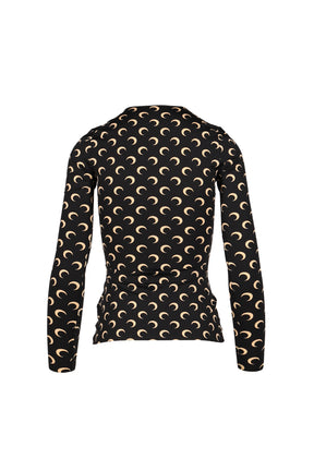 MOON PRINTED JERSEY LS CREWNECK TOP / INVERSE TAN