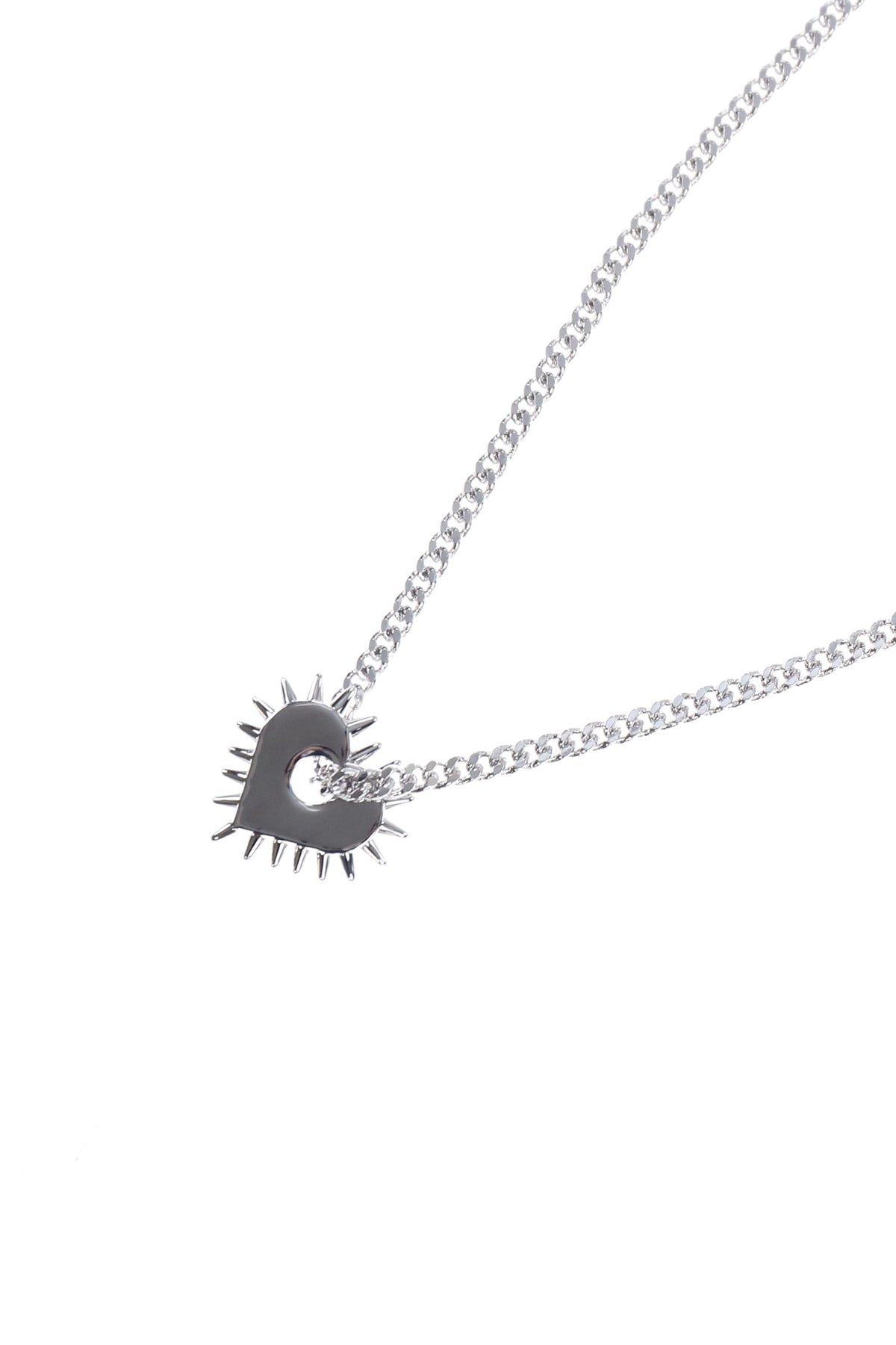 SPIKE HEART NECKLACE / SIL