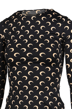 MOON PRINTED JERSEY LS CREWNECK TOP / INVERSE TAN