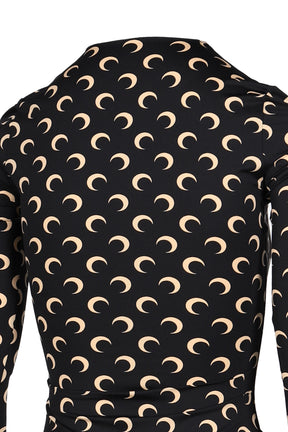 MOON PRINTED JERSEY LS CREWNECK TOP / INVERSE TAN