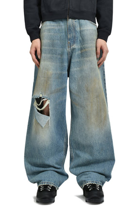 DISTRESSED BAGGY JEANS / DISTRESSED LT. BLU