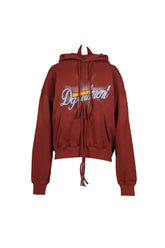 DRAWSTRING GRADIENT WASH HOODED SWEATSHIRT / RED