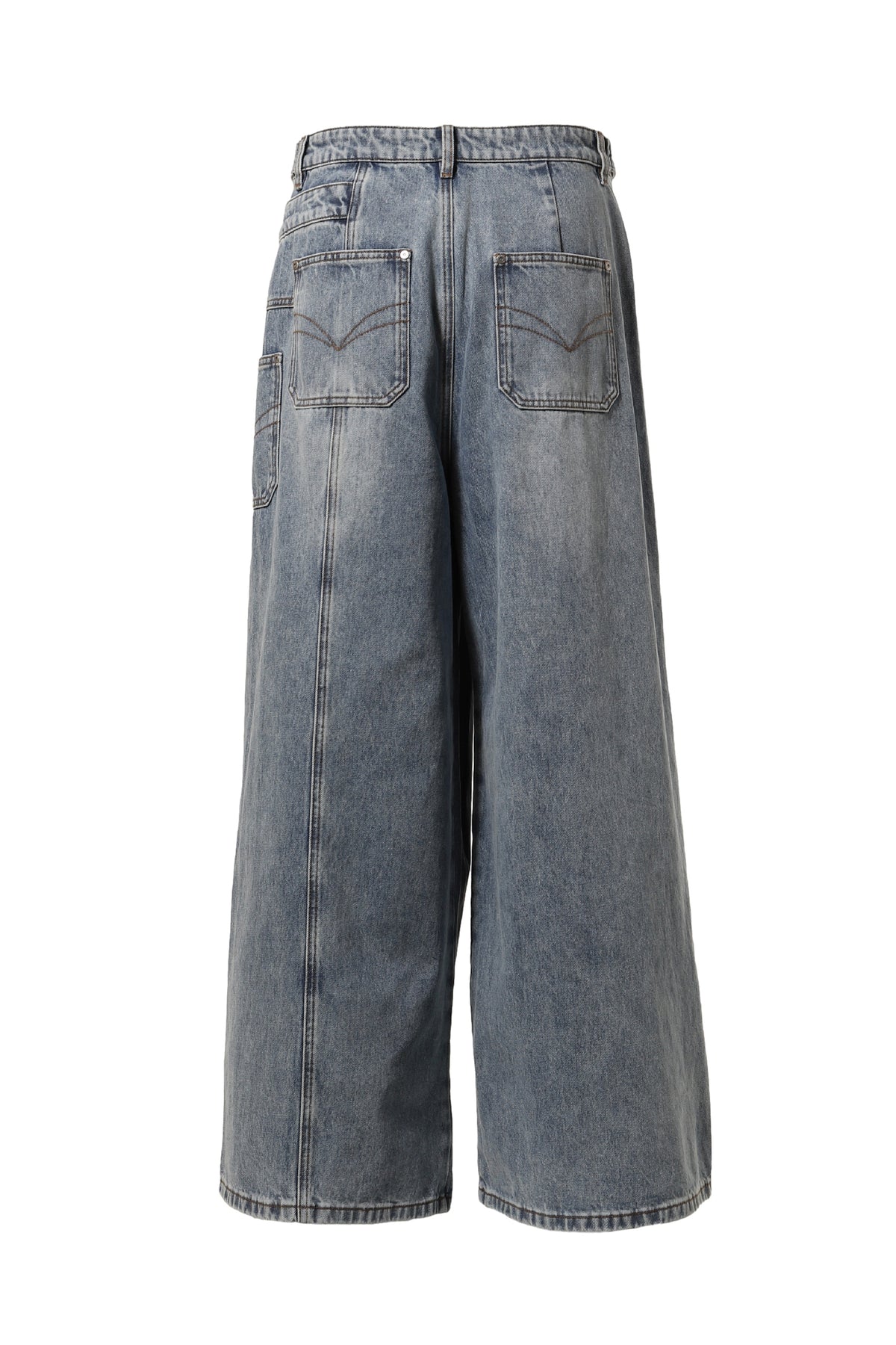 ASYMETRIC WIDE LEG JEANS WITH PANEL REMAKE / BLU