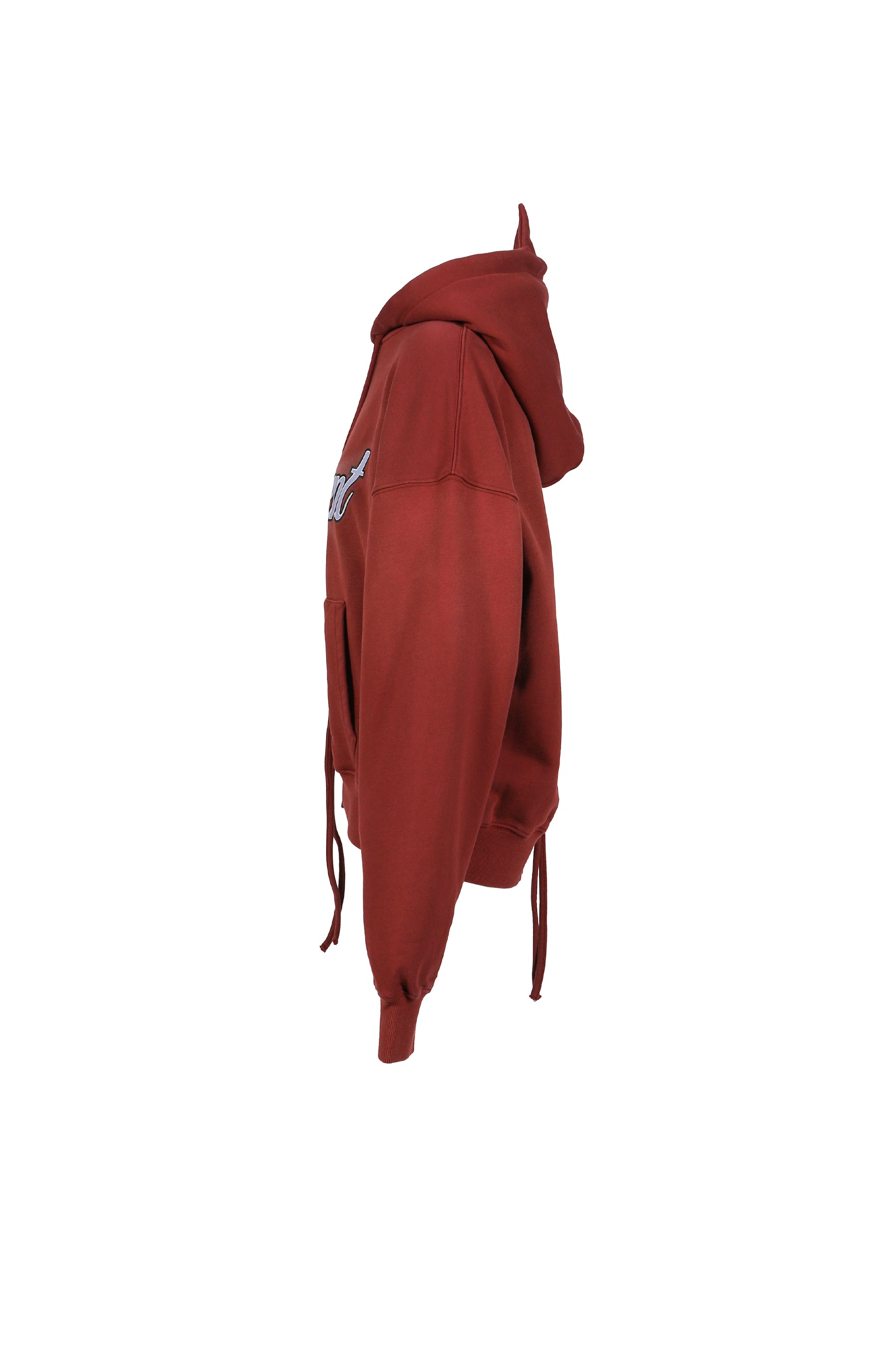 DRAWSTRING GRADIENT WASH HOODED SWEATSHIRT / RED