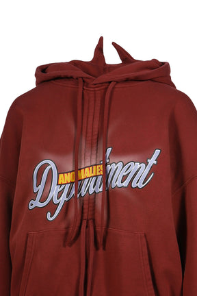 DRAWSTRING GRADIENT WASH HOODED SWEATSHIRT / RED