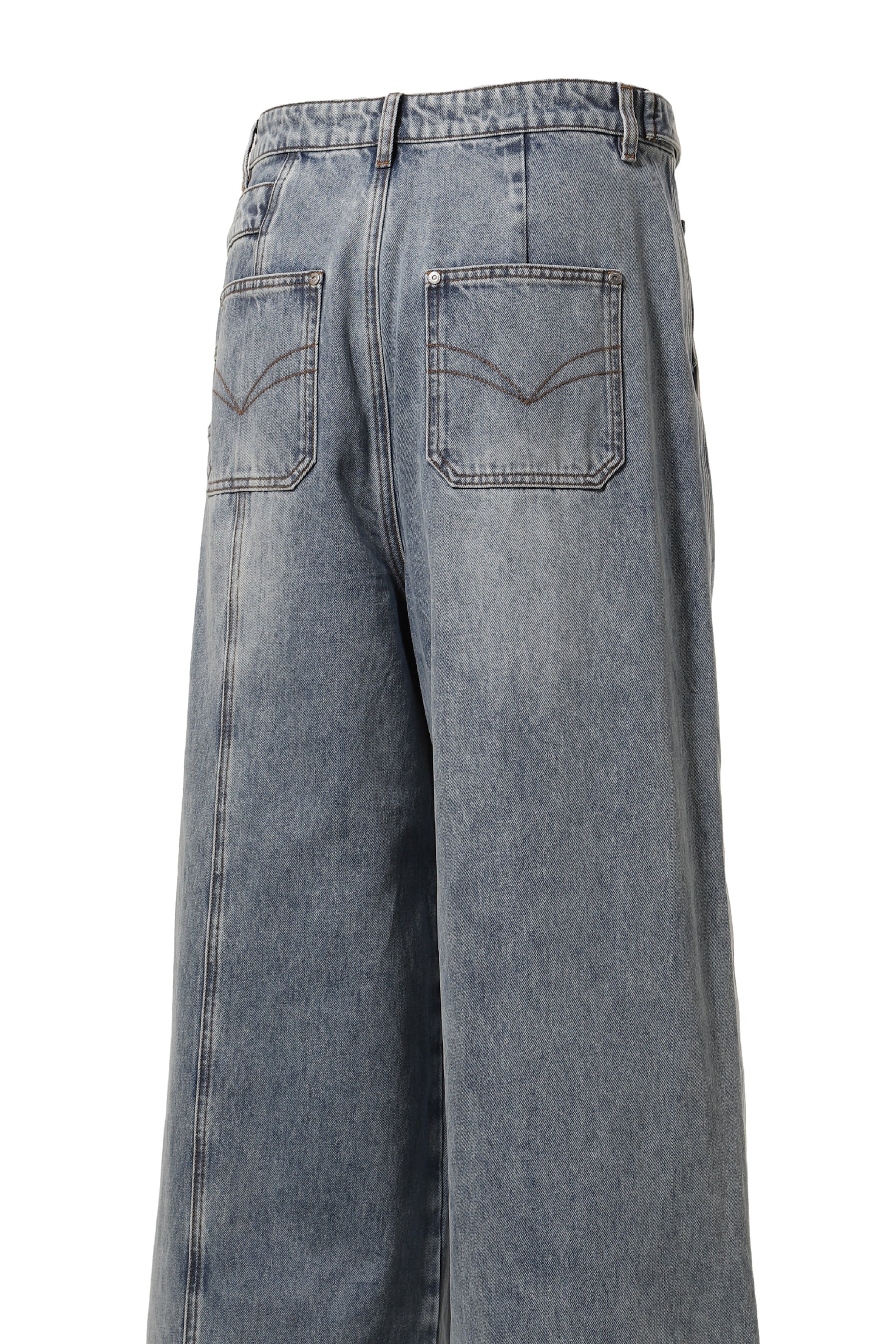 ASYMETRIC WIDE LEG JEANS WITH PANEL REMAKE / BLU