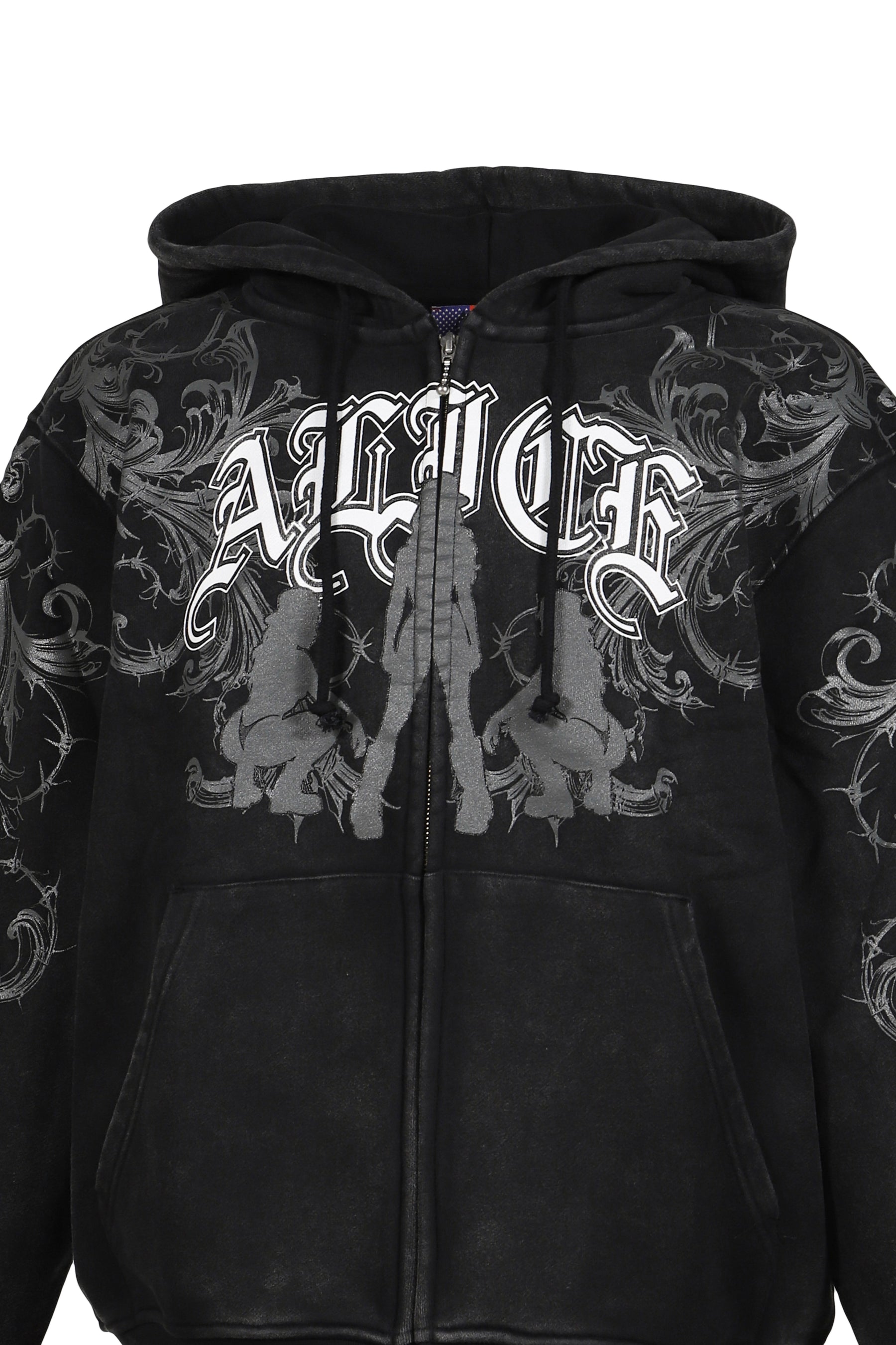 GRAPHIC ZIP HOODIE / BLACK 