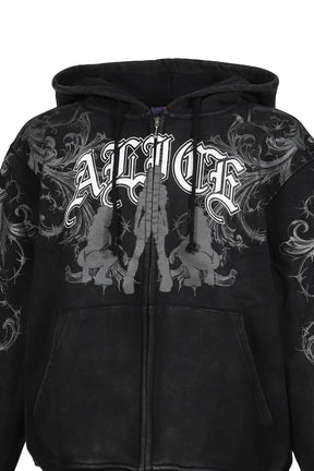 GRAPHIC ZIP HOODIE / BLACK 