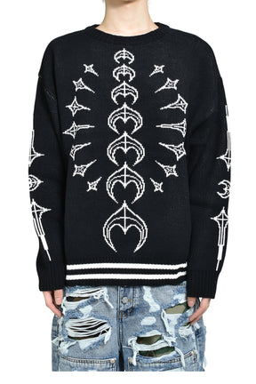 TC BONE KNIT SWEATER / BLK/WHT 