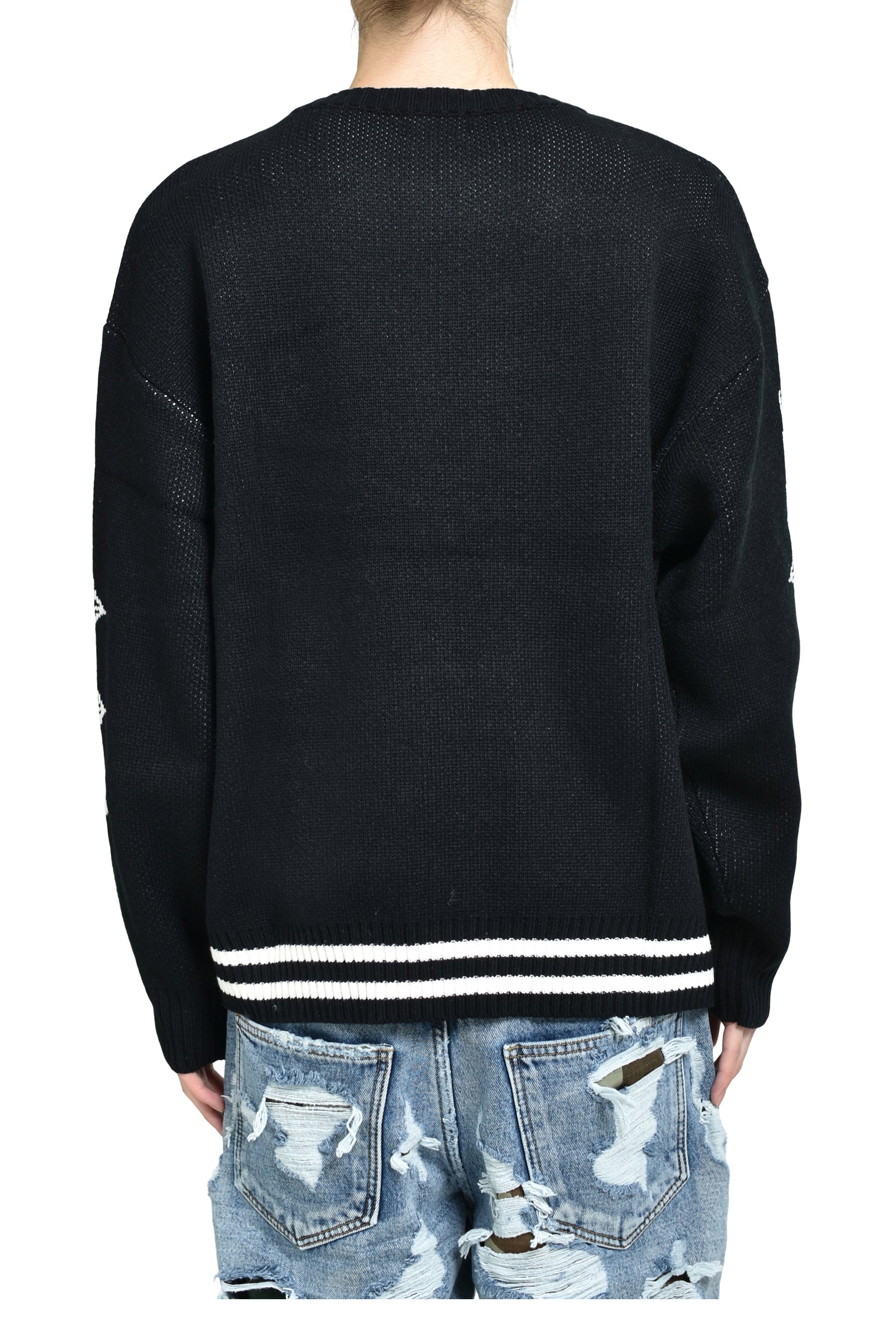 TC BONE KNIT SWEATER / BLK/WHT 