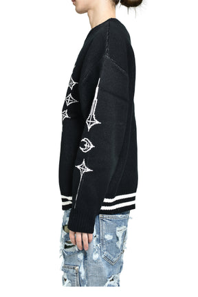 TC BONE KNIT SWEATER / BLK/WHT 