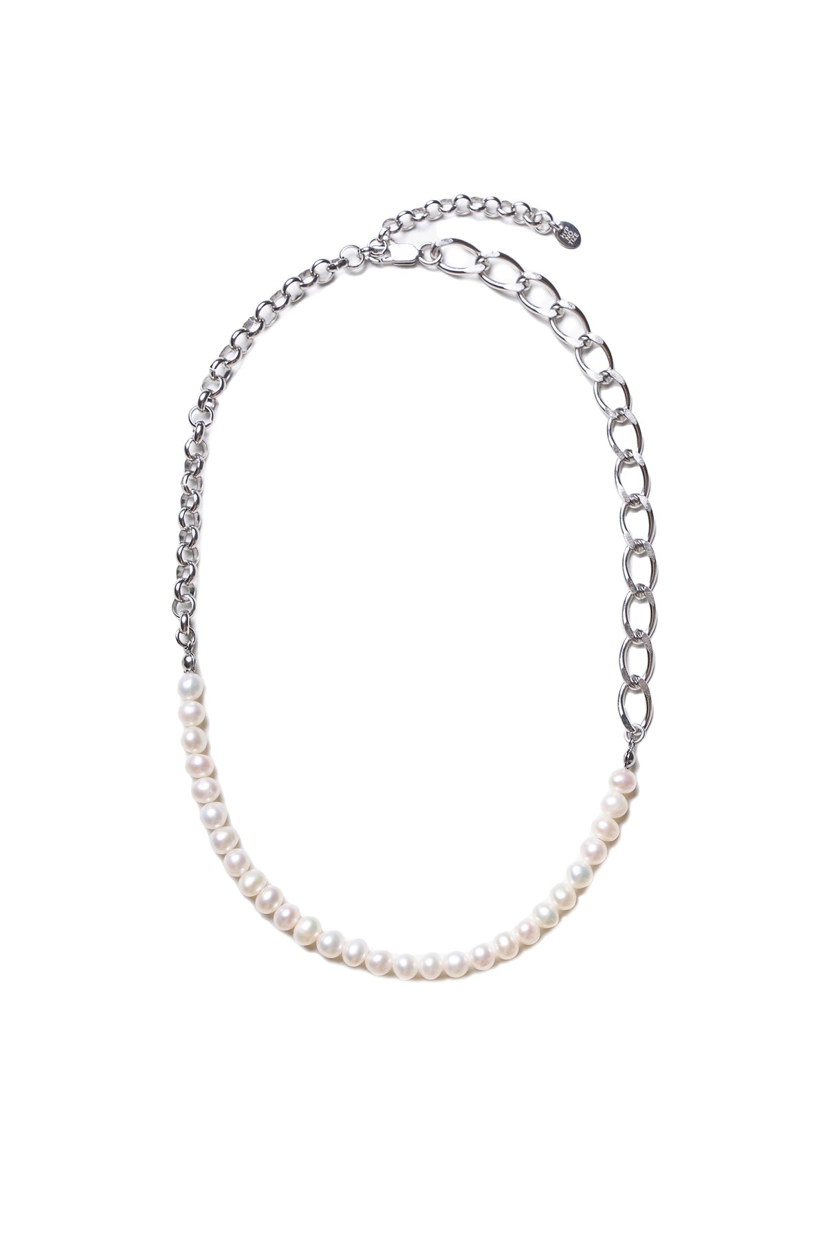 HYPNOTIZE PEARL&CHAIN NECKLACE / SIL