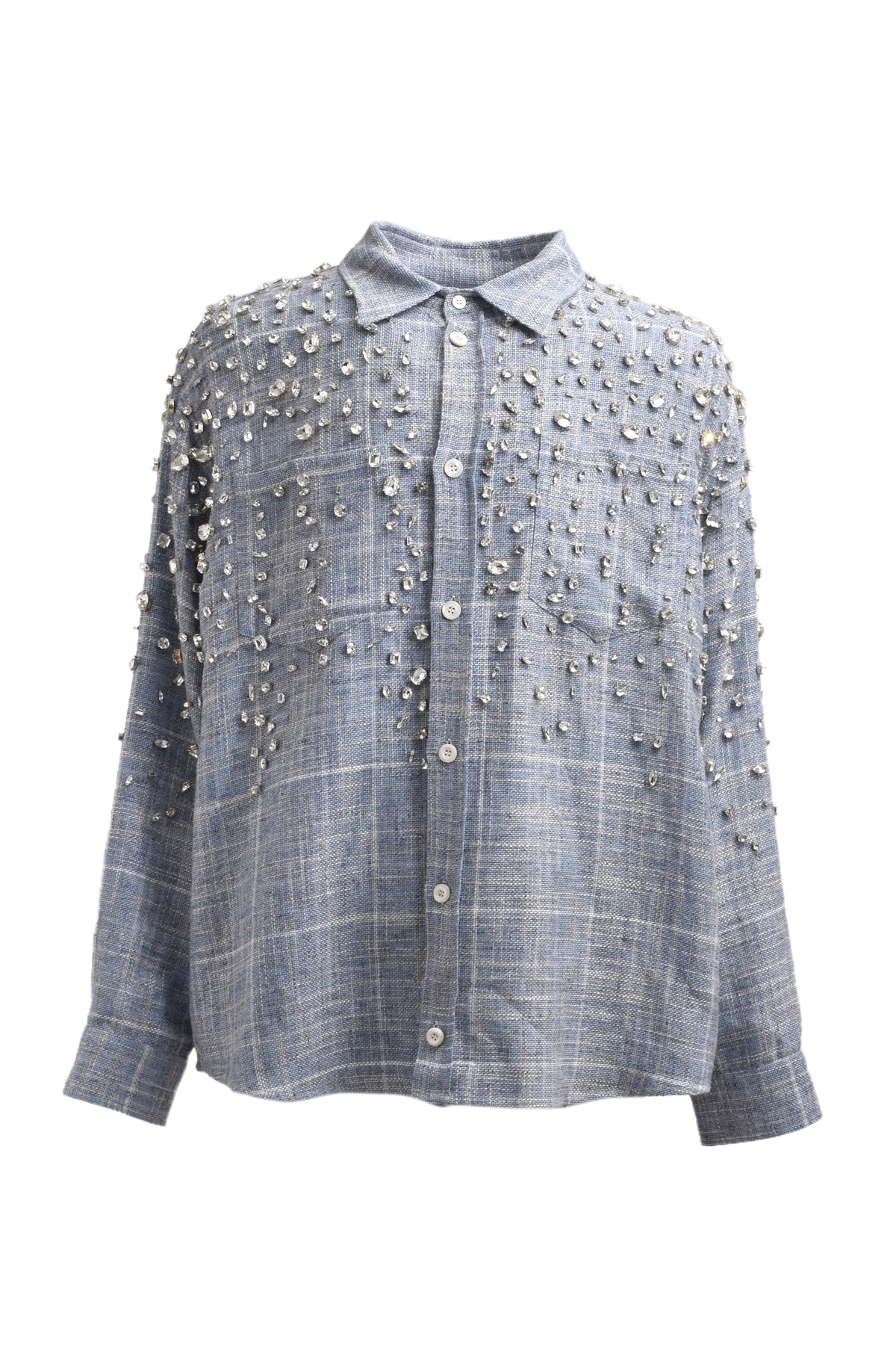 EMBROIDERED FLANNEL SHIRT / SKY BLU
