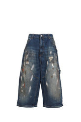 PAINTED CROPPED XL COLOSSUS JEANS / BLU