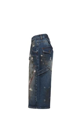 PAINTED CROPPED XL COLOSSUS JEANS / BLU