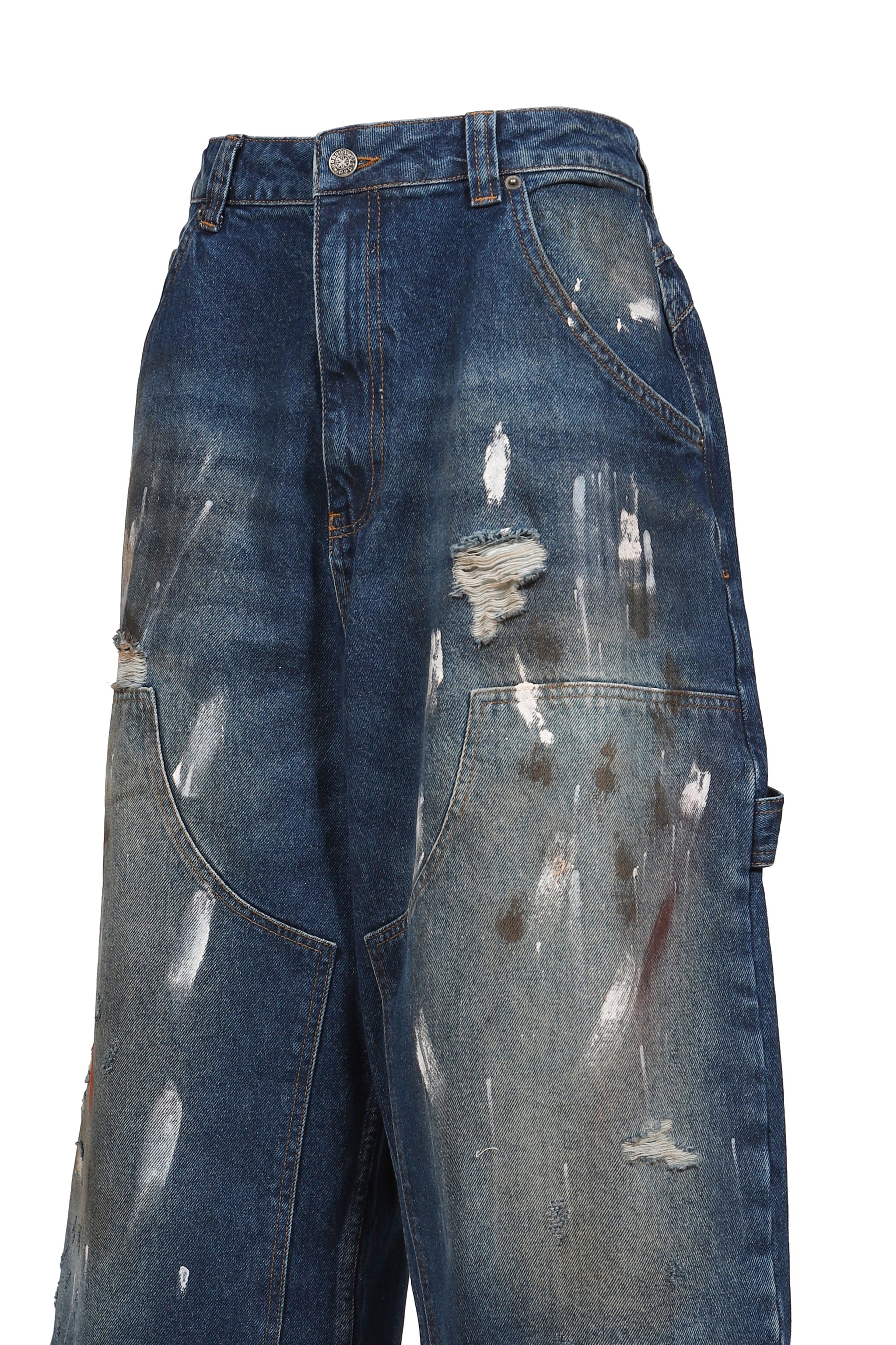 PAINTED CROPPED XL COLOSSUS JEANS / BLU