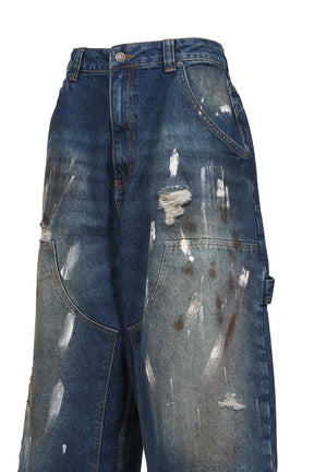 PAINTED CROPPED XL COLOSSUS JEANS / BLU