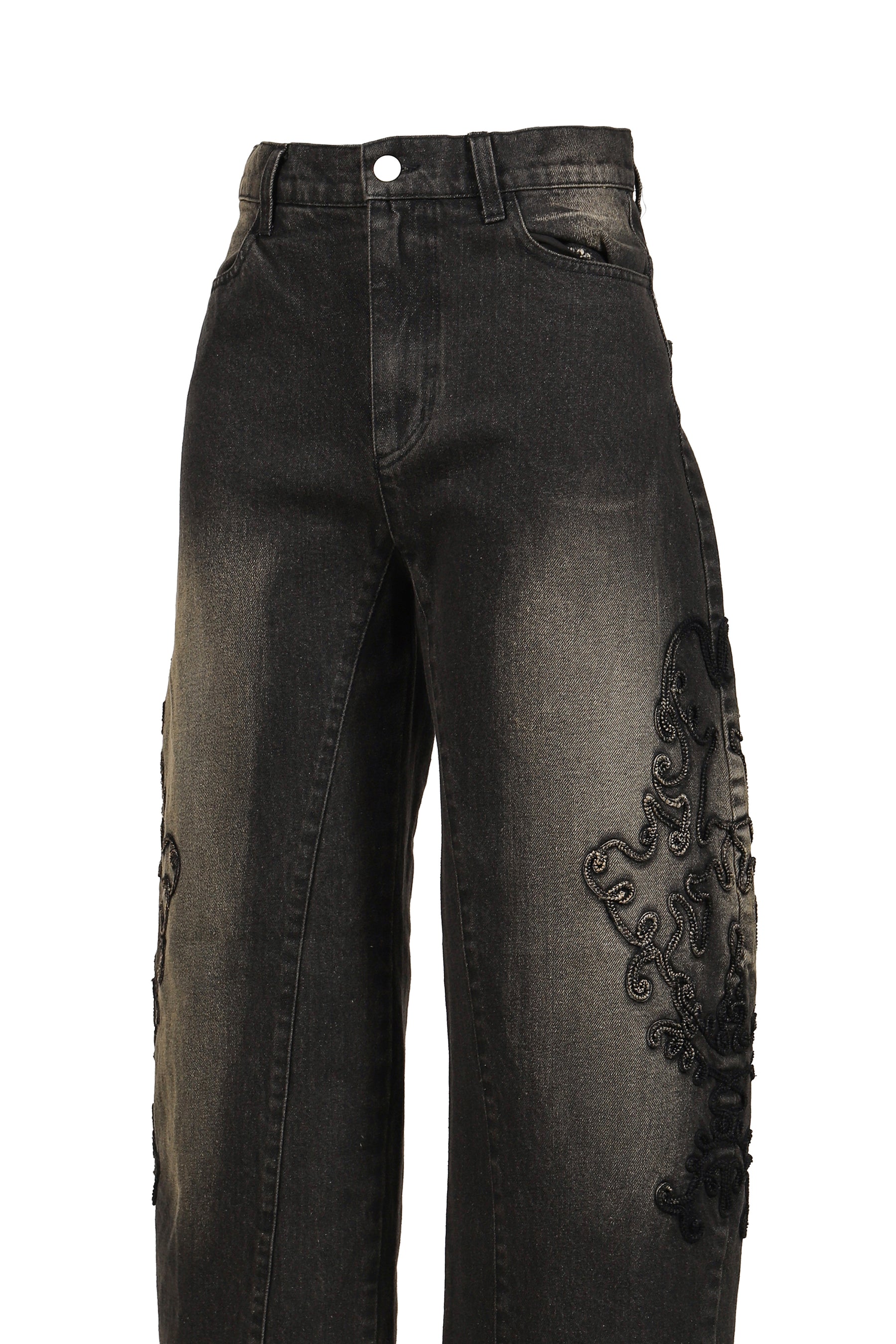DENIM LACE PANTS / BLACK