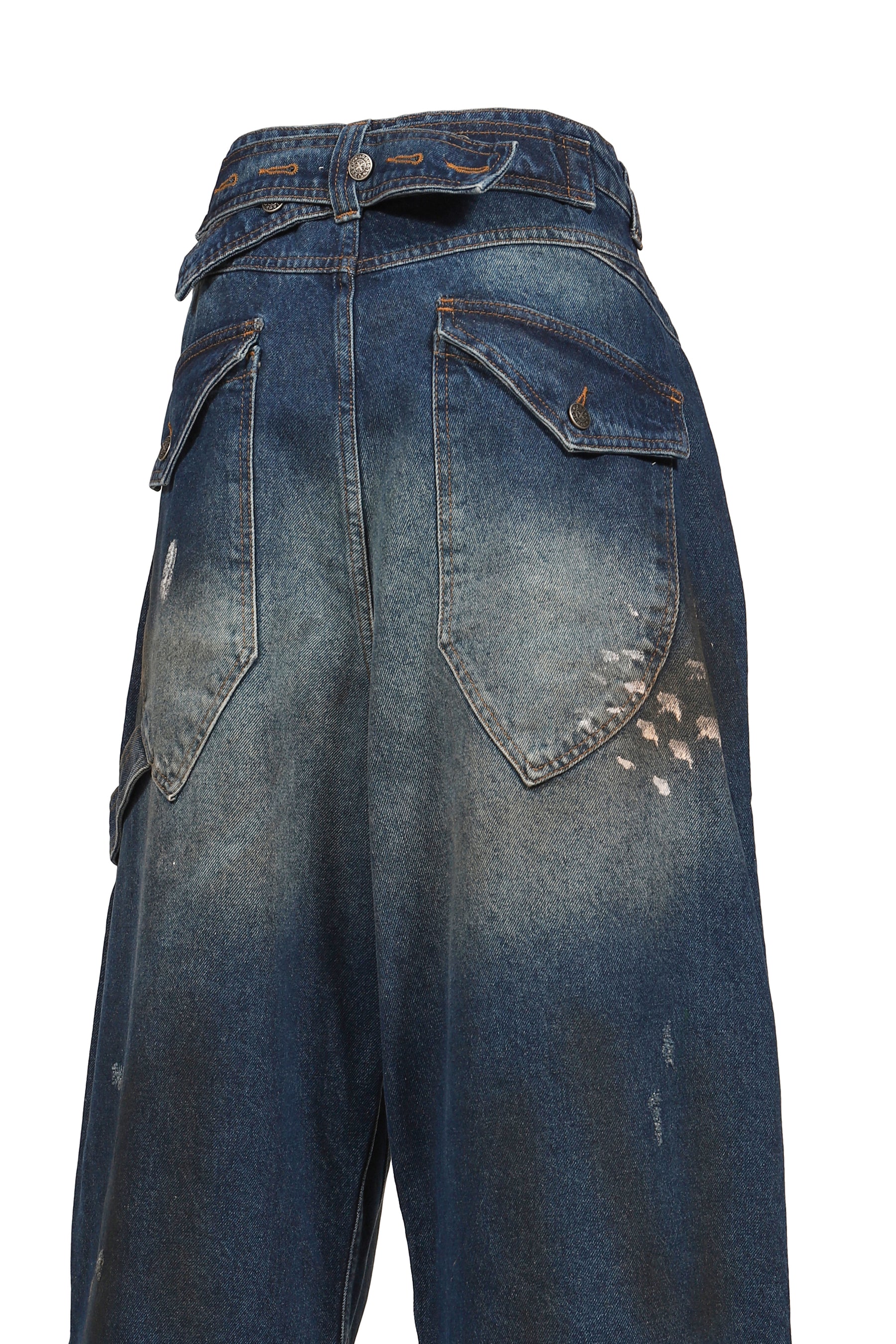 PAINTED CROPPED XL COLOSSUS JEANS / BLU