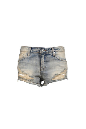 LIGHT SLUB DAMAGE SHORTS / BLU
