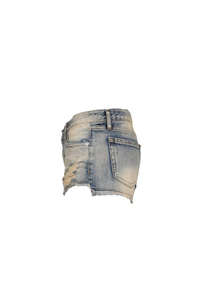 LIGHT SLUB DAMAGE SHORTS / BLU