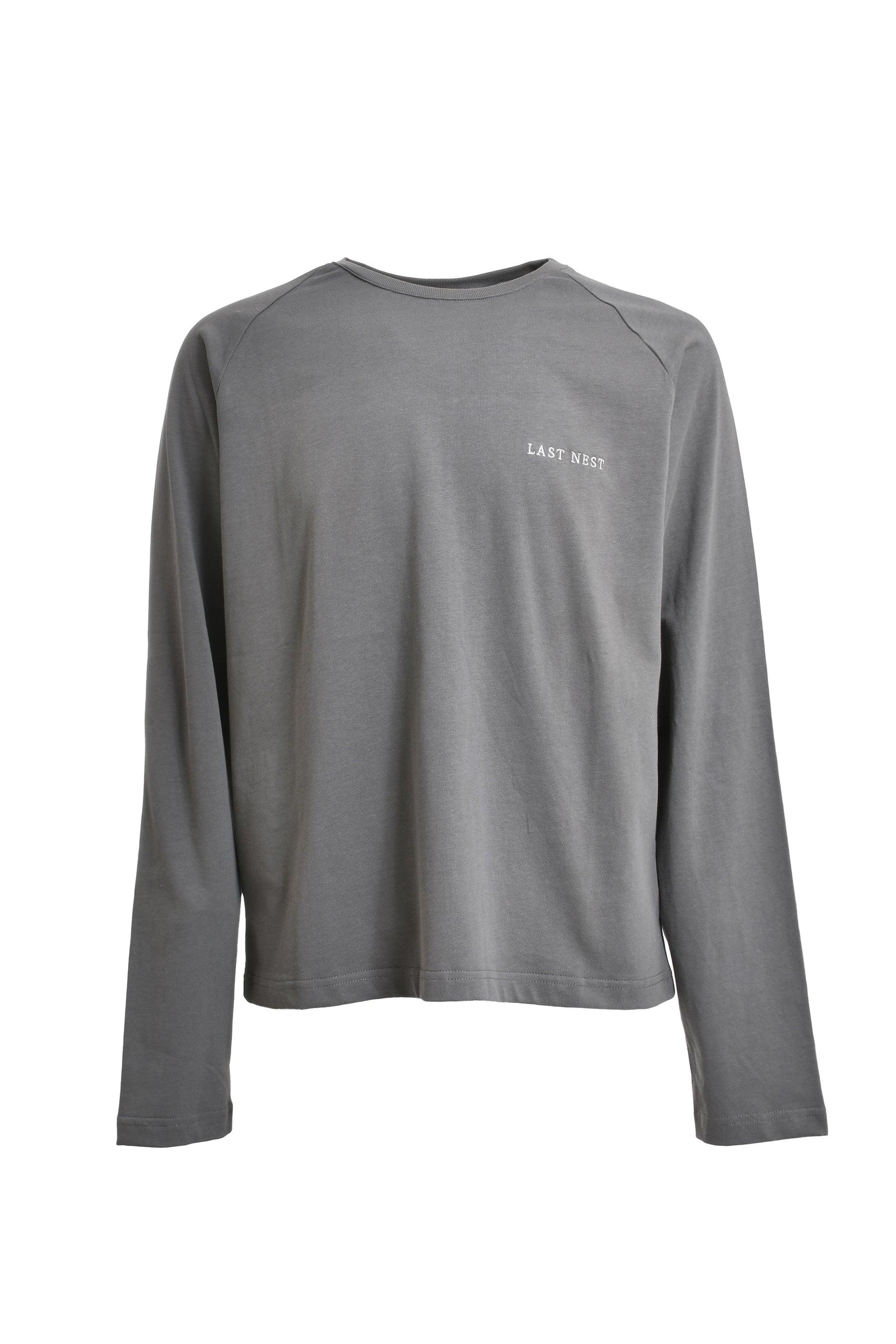 LAST NEST ラストネスト FW23 EMBROIDERY RAGLAN L/S TEE / GRY -NUBIAN