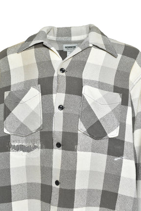 DAMAGED AND STAINED FLANNEL SHIRT / AGED GRY×WHT