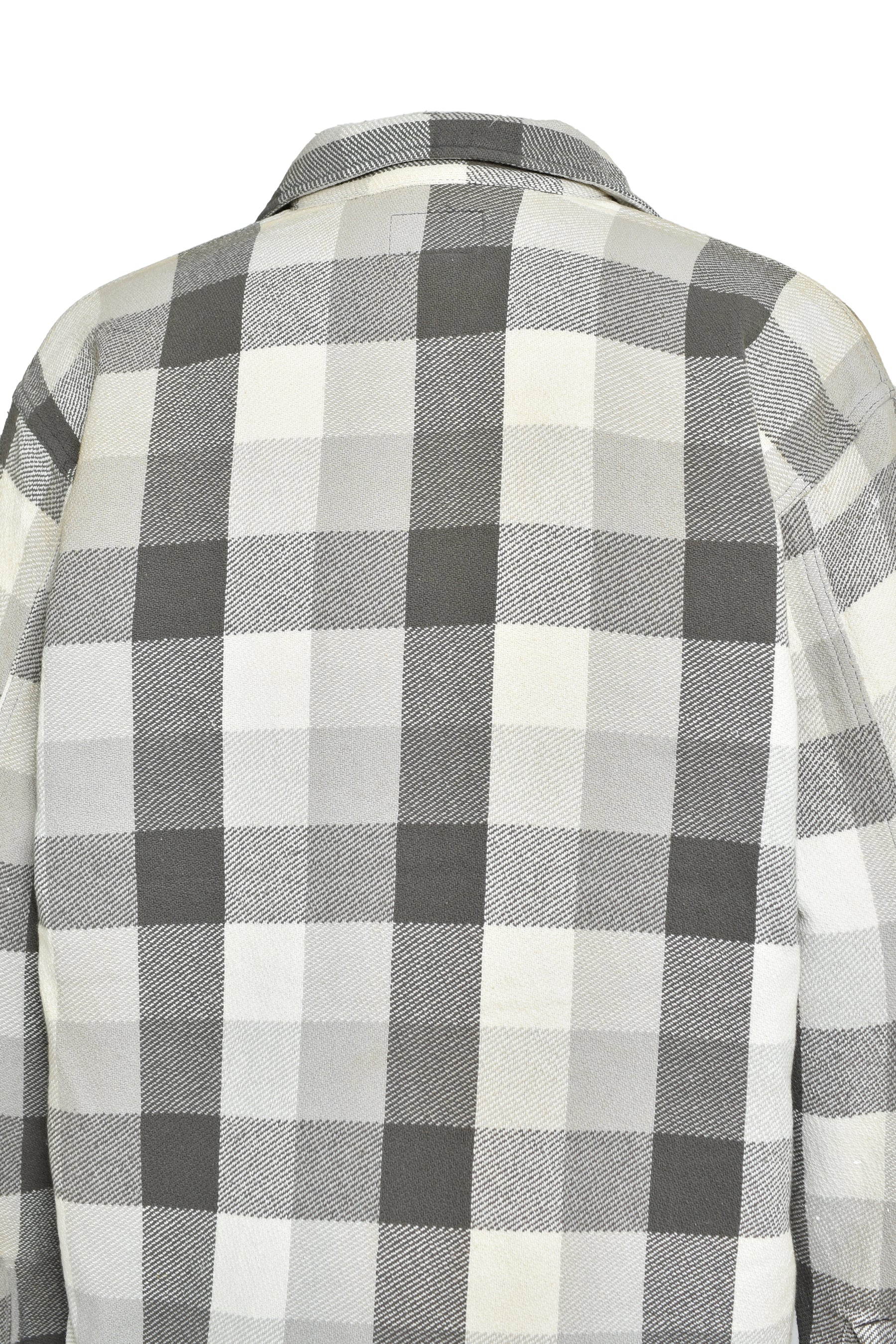 DAMAGED AND STAINED FLANNEL SHIRT / AGED GRY×WHT