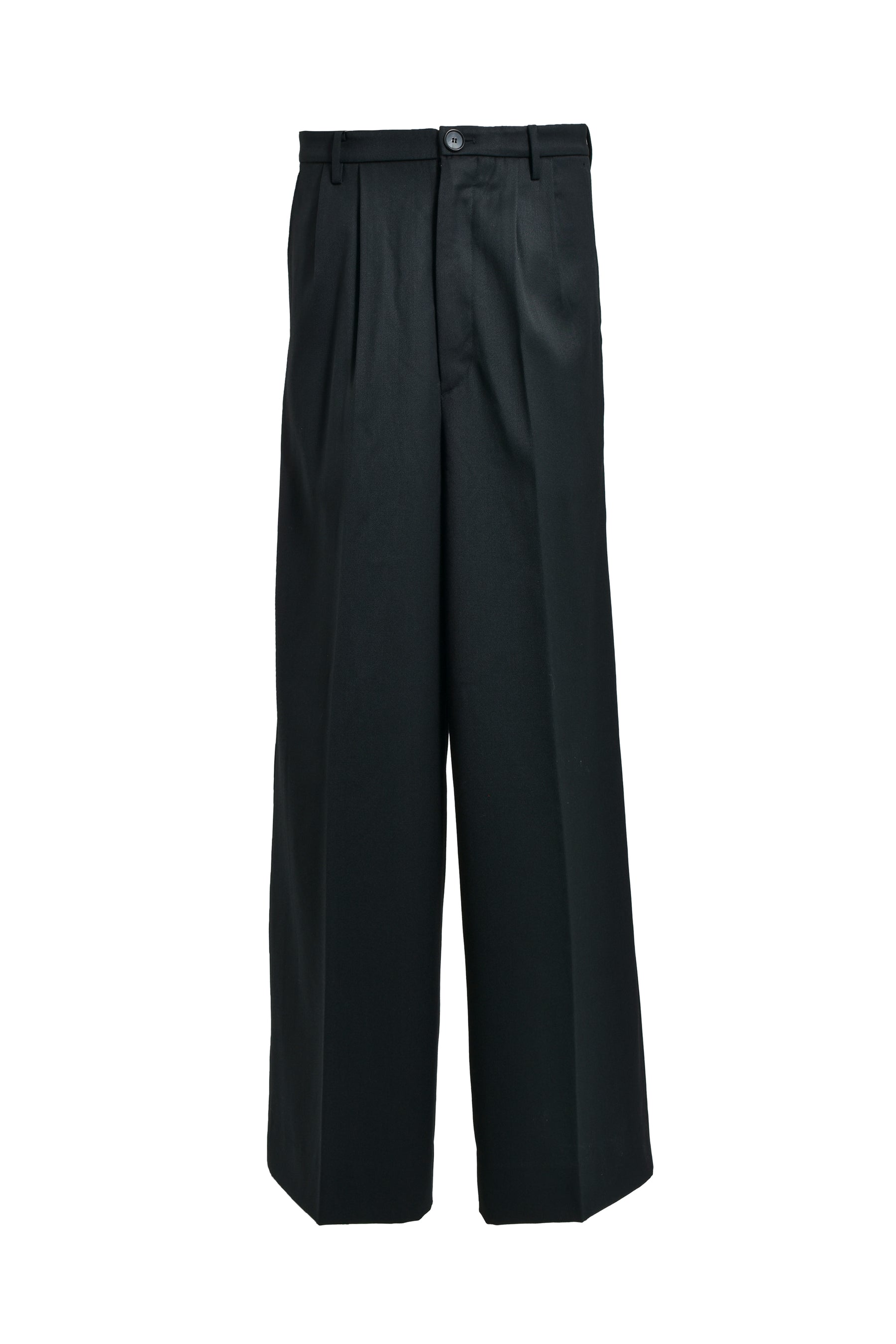 TUCKED WIDE TROUSERS / BLACK 