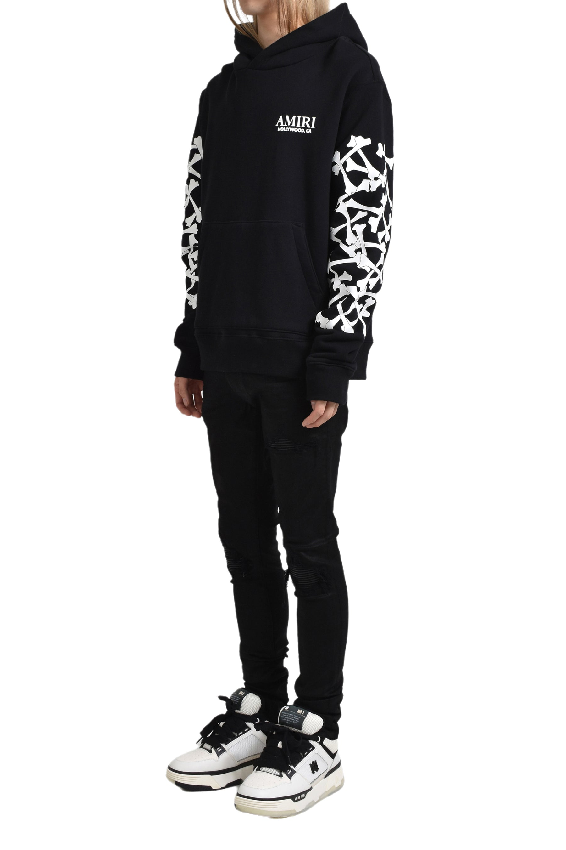 BONES STACKED HOODIE / BLK