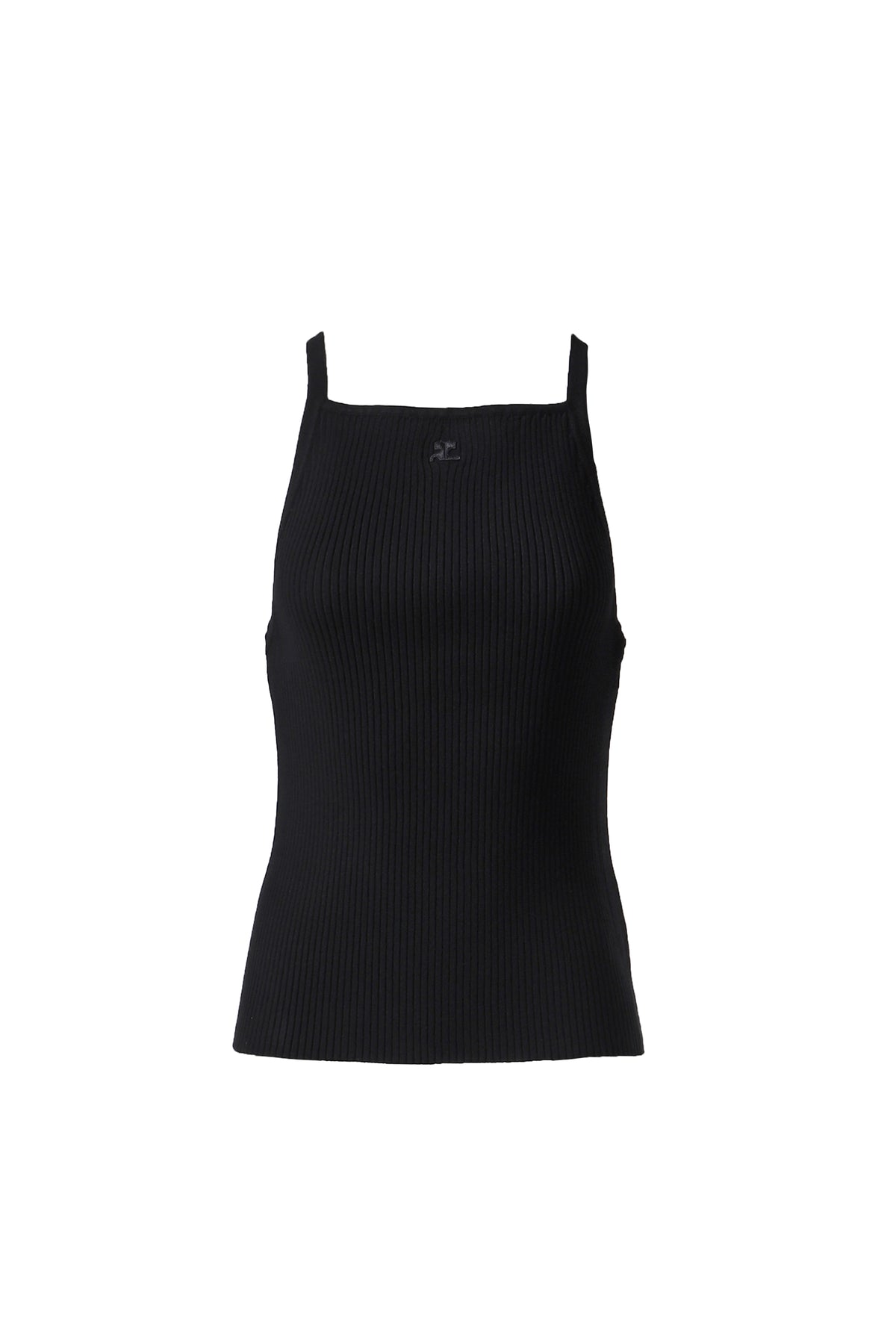 NECKLINE RIB KNIT TANK TOP / BLK