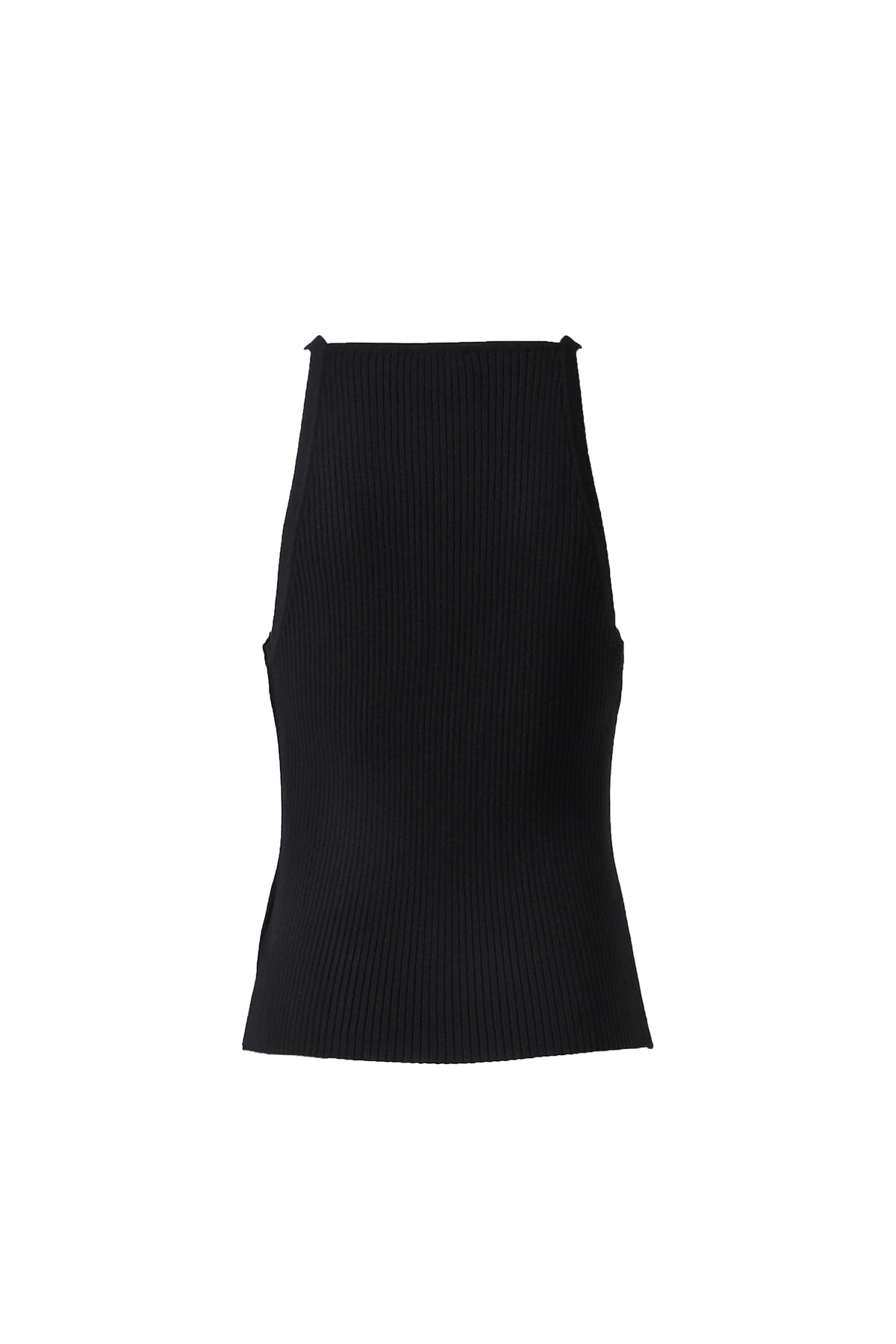 NECKLINE RIB KNIT TANK TOP / BLK