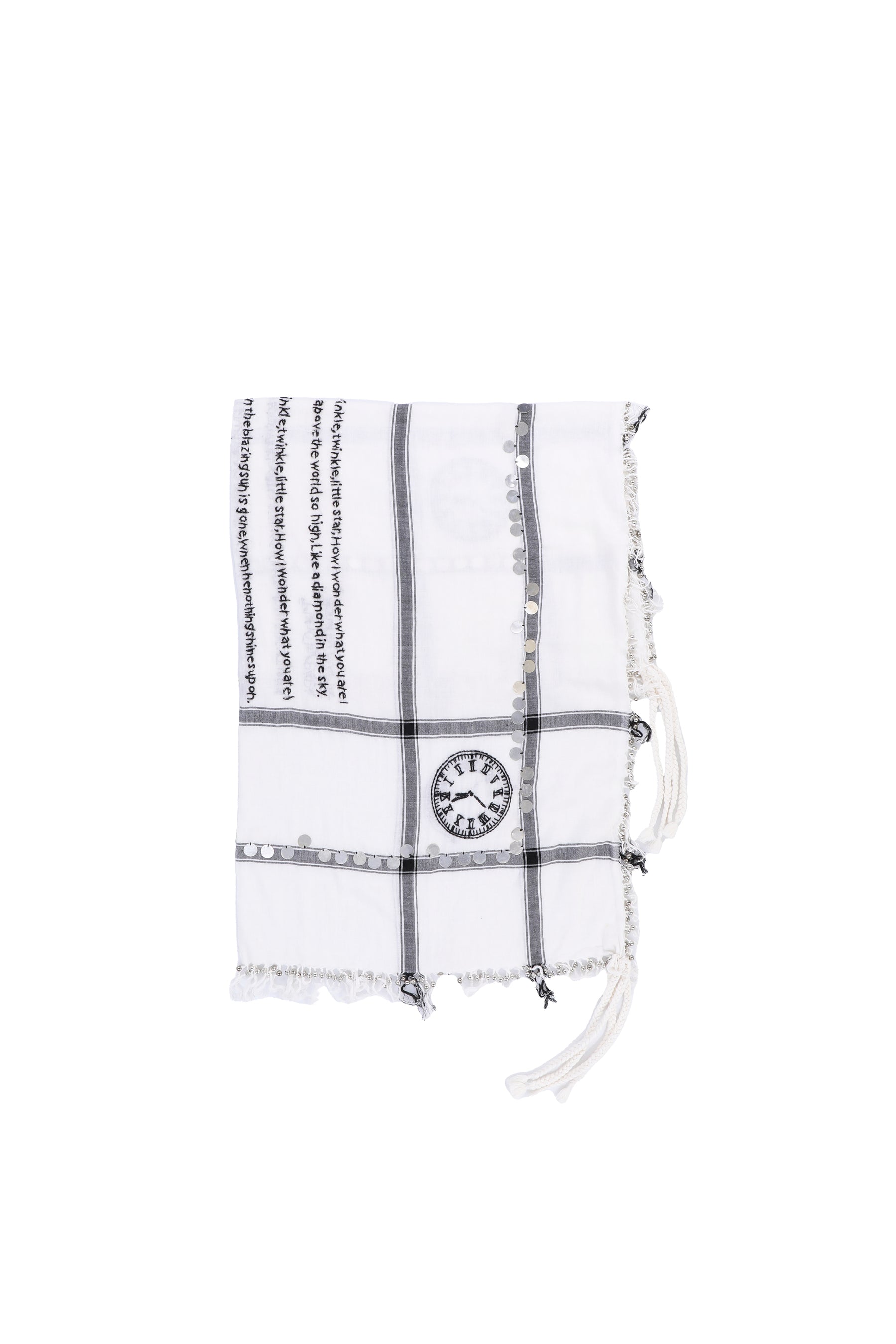 BED J.W. FORD FW23 HAND EMBROIDERY SCARF / WHT -NUBIAN