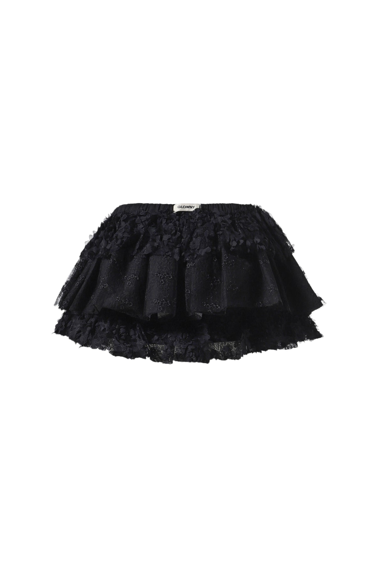 GIRLFRIEND LACE RUFFLE MINI SKIRT (EXCLUSIVE) / BLK