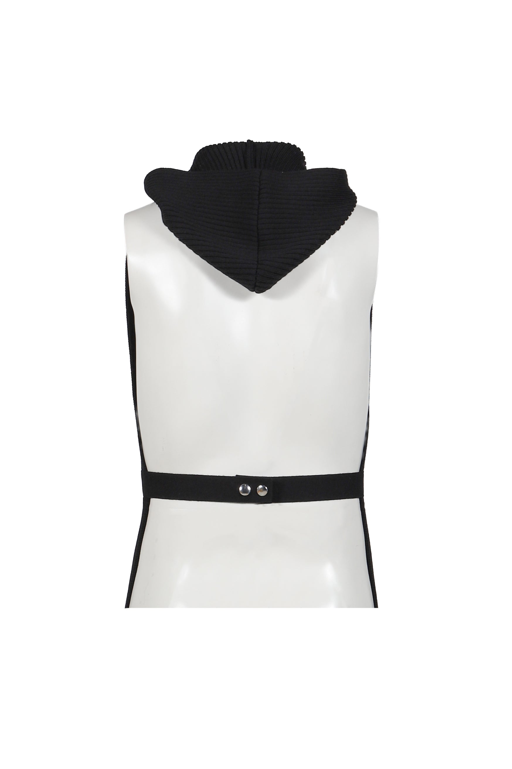 SLEEVELESS ZIPPED WOOL CARDIGAN / BLK