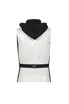 SLEEVELESS ZIPPED WOOL CARDIGAN / BLK 