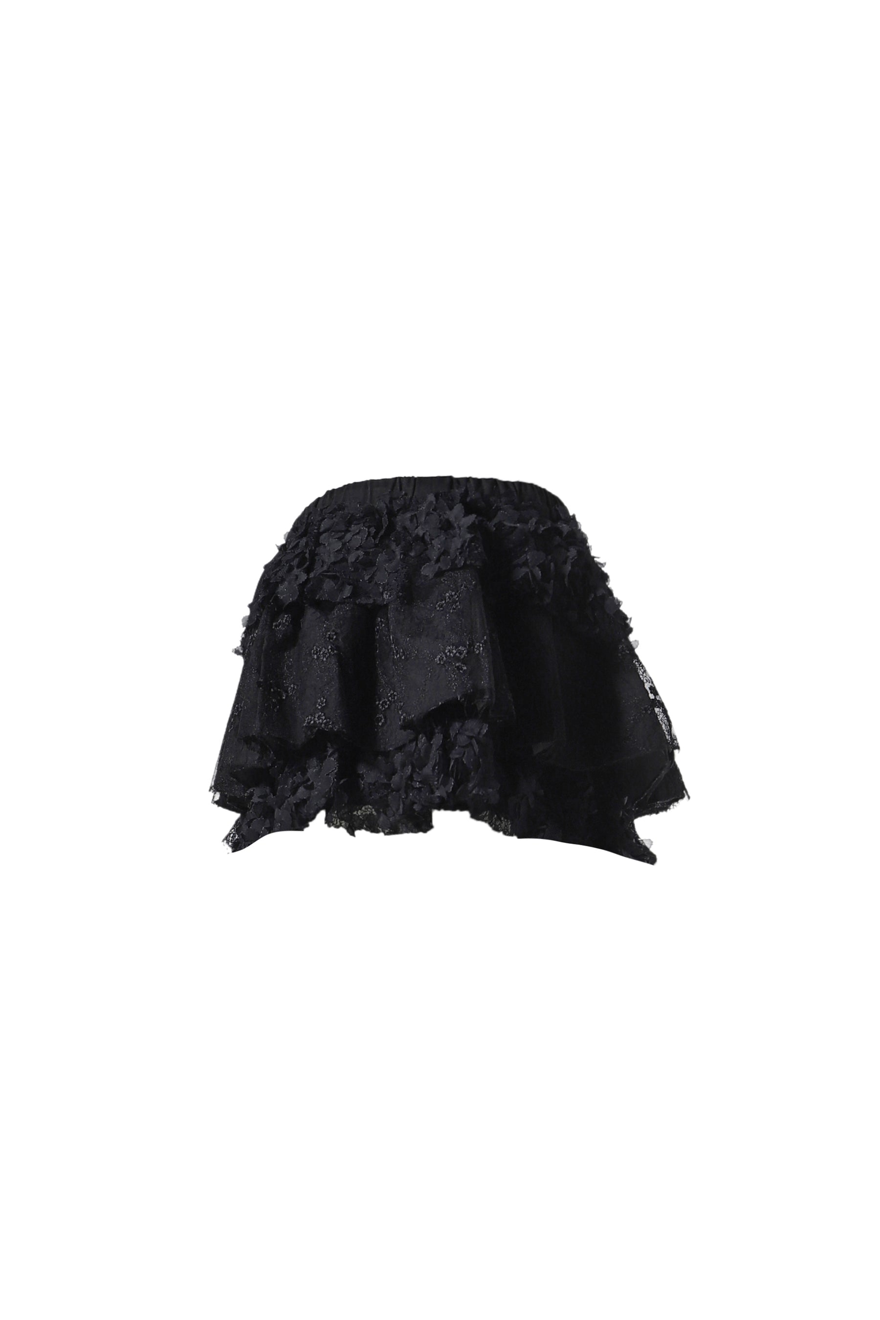 GIRLFRIEND LACE RUFFLE MINI SKIRT (EXCLUSIVE) / BLK