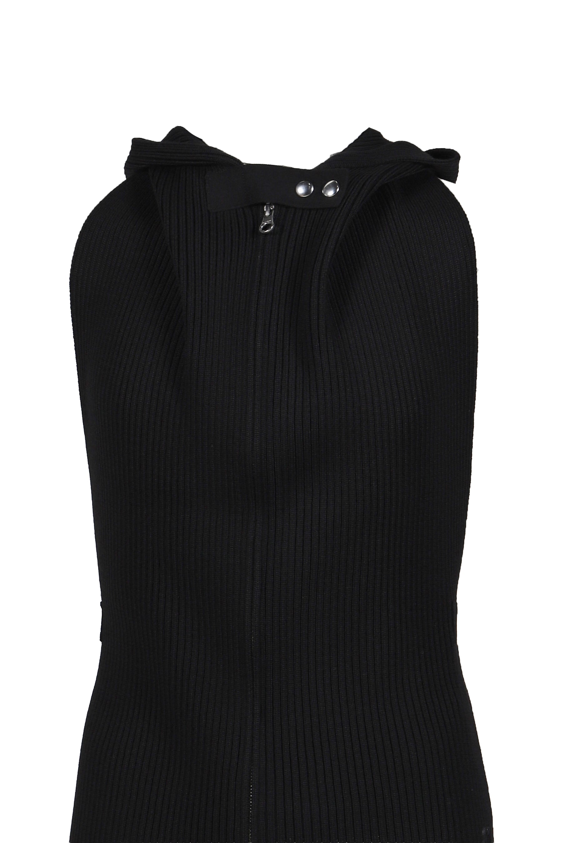 SLEEVELESS ZIPPED WOOL CARDIGAN / BLK 