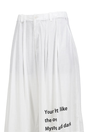 MESSAGE PRINT PANTS / WHT
