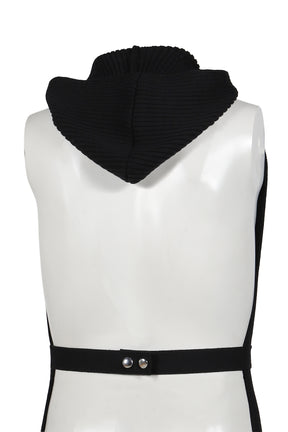 SLEEVELESS ZIPPED WOOL CARDIGAN / BLK 