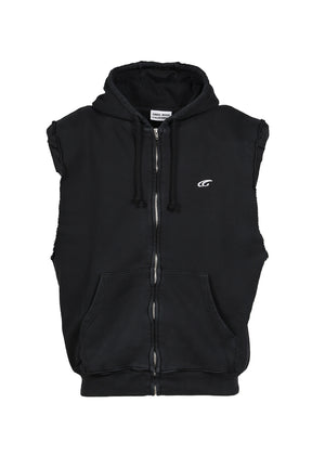 SLEEVELESS PADDED HOODIE / BLK
