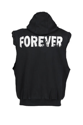 SLEEVELESS PADDED HOODIE / BLK