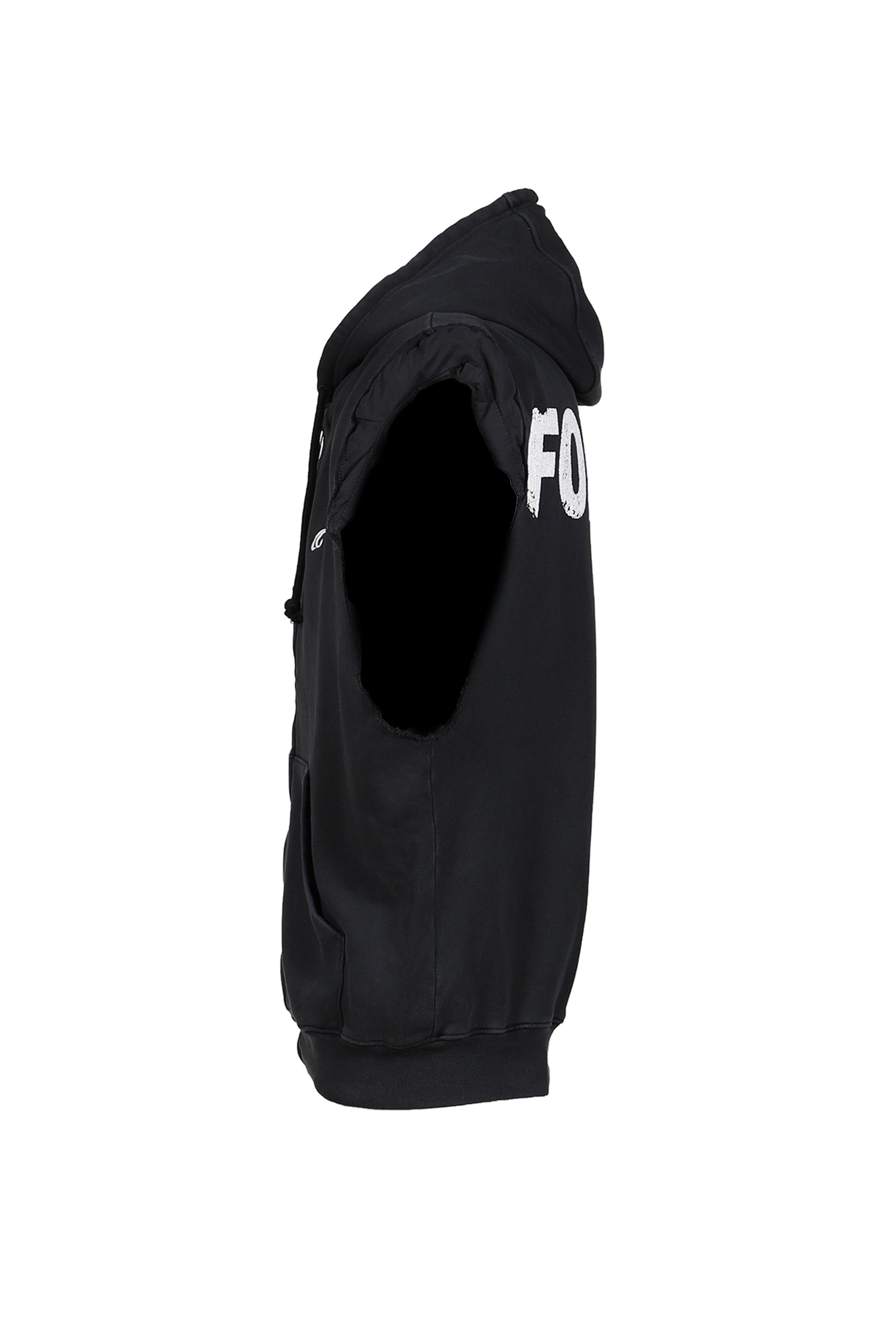 SLEEVELESS PADDED HOODIE / BLK