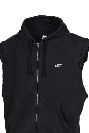 SLEEVELESS PADDED HOODIE / BLK
