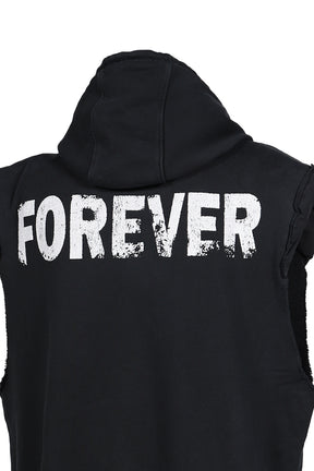 SLEEVELESS PADDED HOODIE / BLK