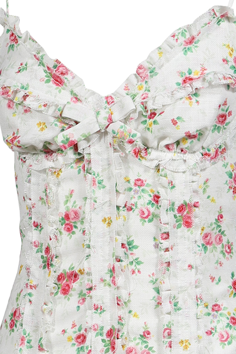 RUCHED BUSTIER CAMI TOP / WHT