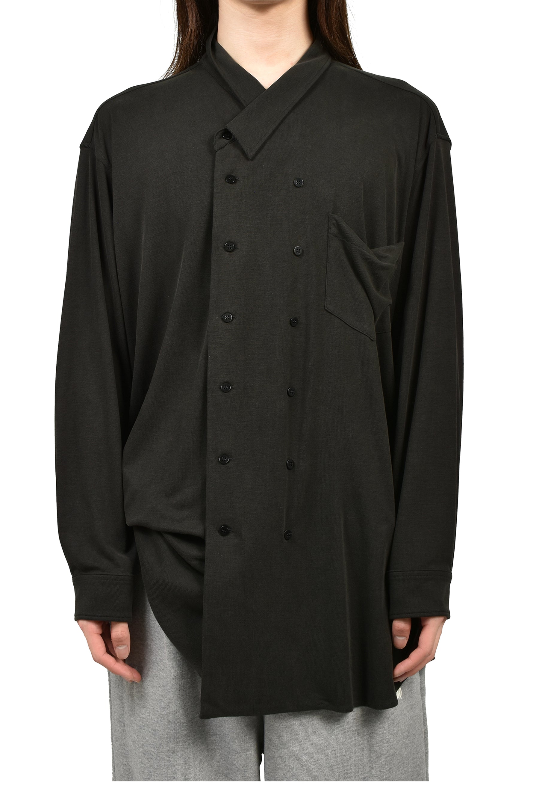 LIQUID DOUBLE BREASTED SHIRT / BLK